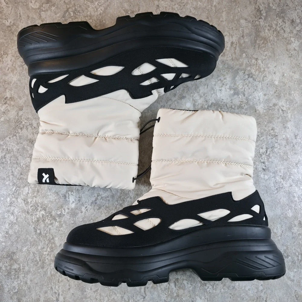 Koi Padded Snow Boots Broken Helm Cream and Black Womens Size 10 New